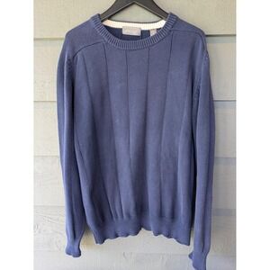 VTG Kensington Collection Sweater Mens L Blue Cotton Crewneck Pullover Knit 90s